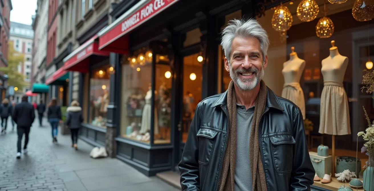 Montreal storefront with properly sized French signage demonstrating 2:1 ratio compliance