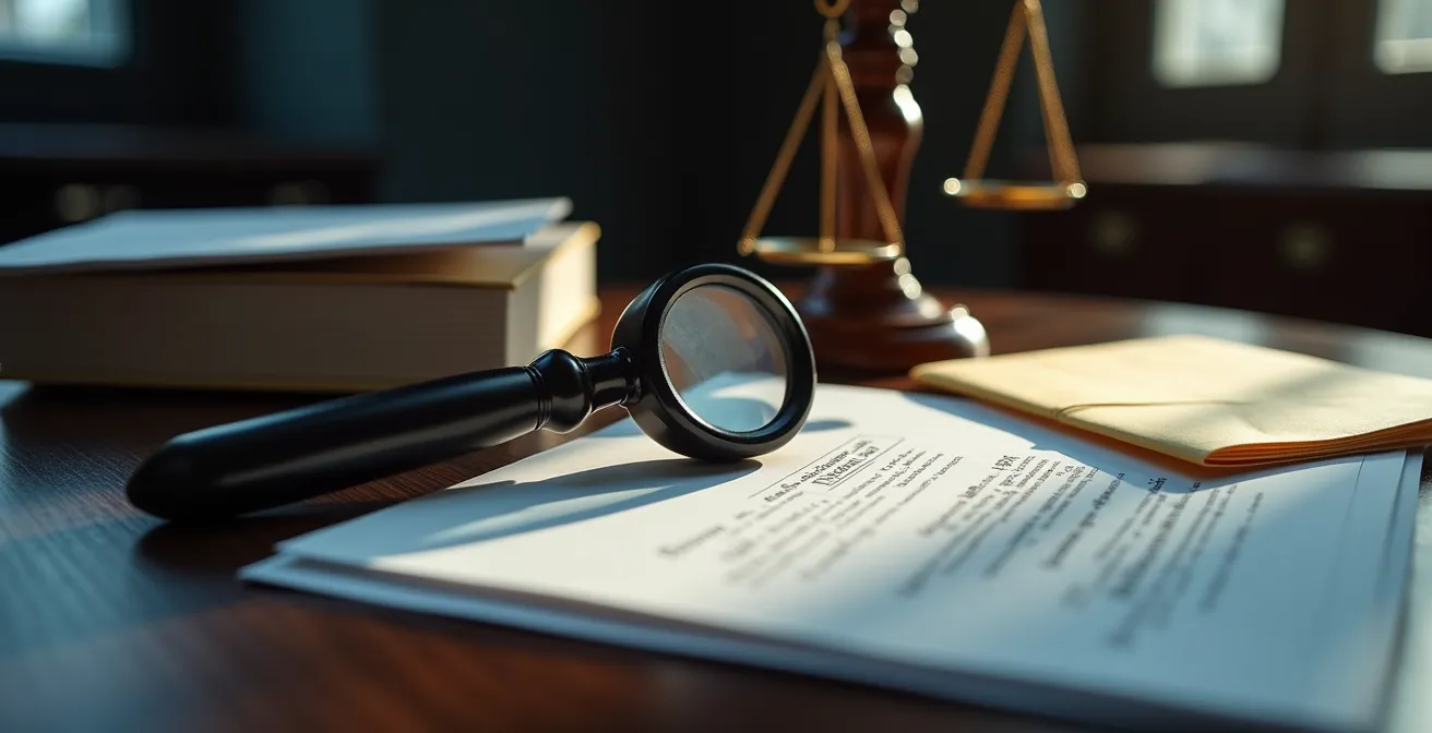 Professional HR manager reviewing investigation documents in Canadian office setting