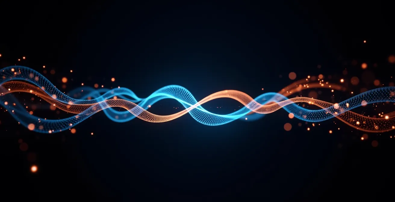 Abstract visualization of interconnected logistics data flow patterns