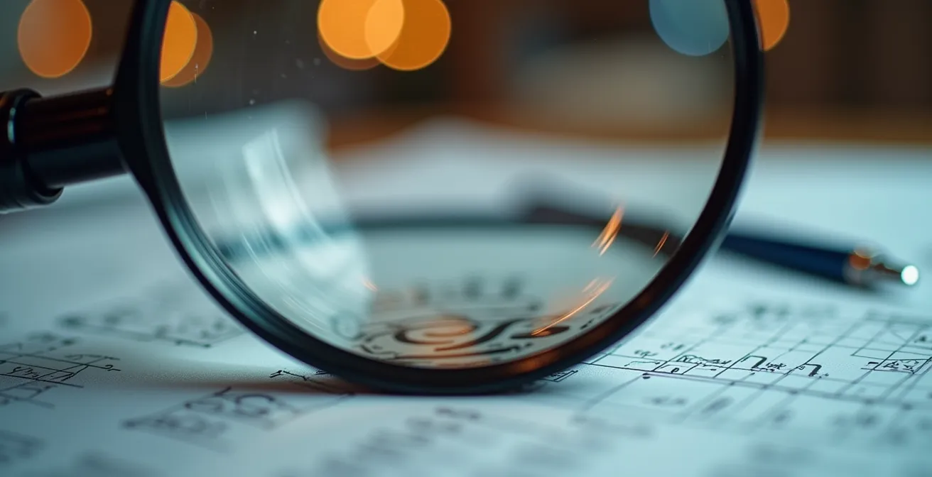 Macro shot of magnifying glass examining financial documents for hidden details
