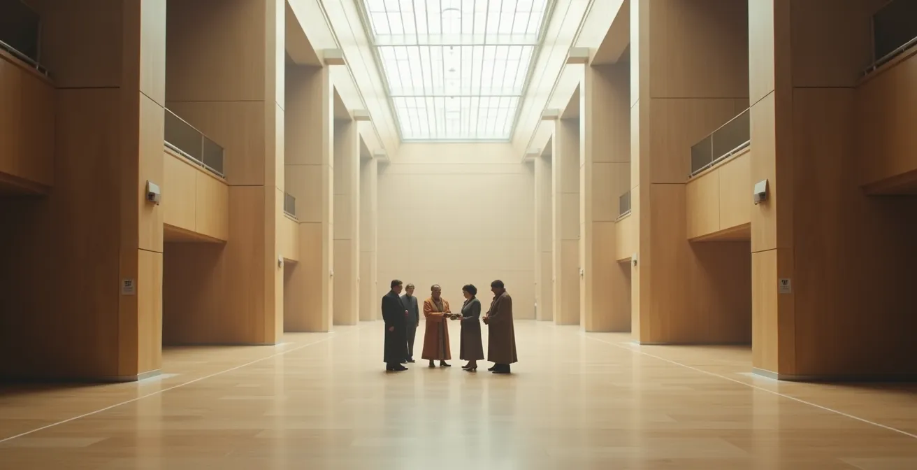 Traditional gift exchange ceremony during business meeting