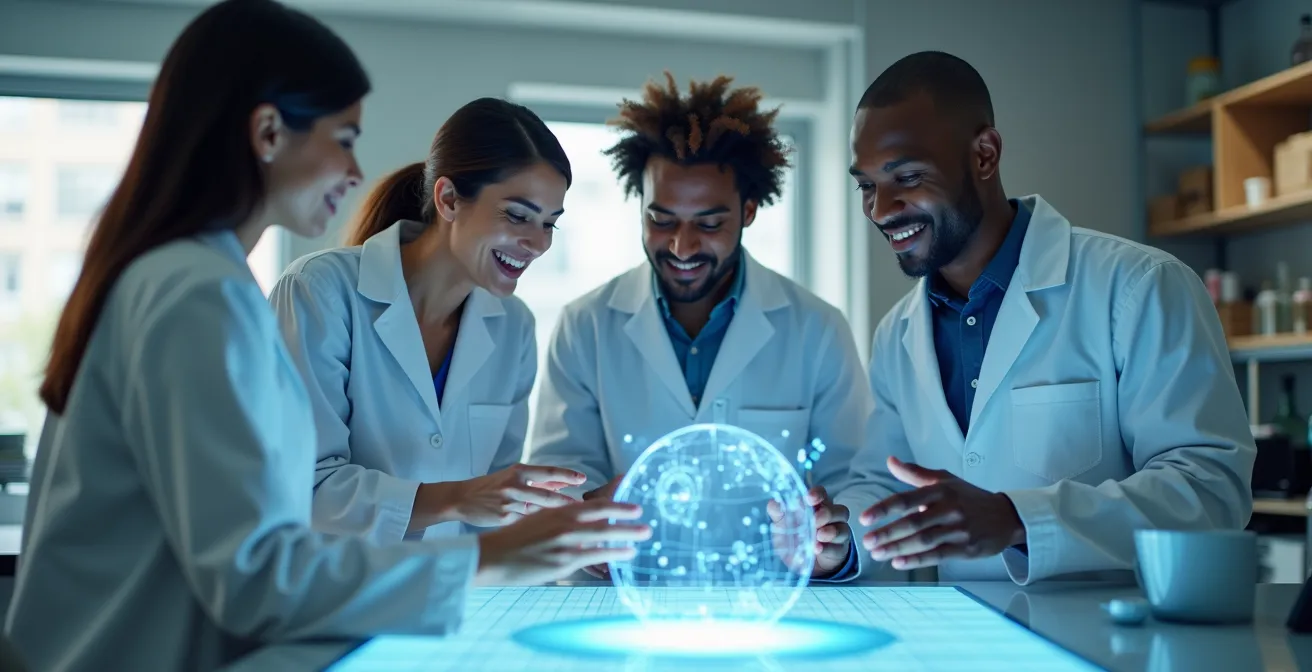 Researchers collaborating in a modern University of Waterloo laboratory with advanced equipment